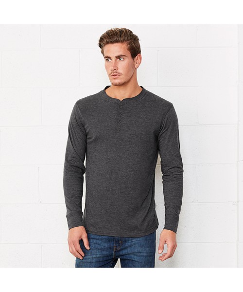 Plain Unisex Jersey long sleeve Henley Bella+Canvas 145 GSM